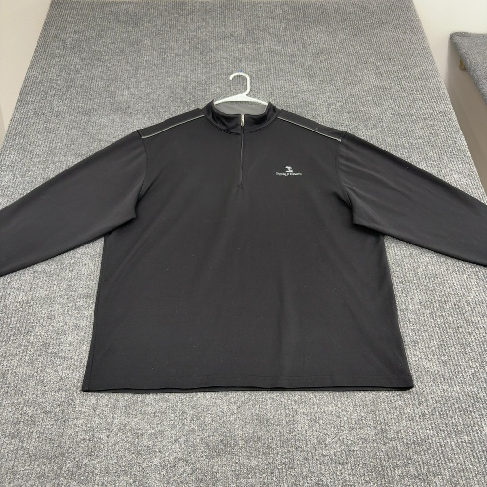 Pebble Beach Pullover Mens XL Black Polyester Quarter Zip Performance Sporty
